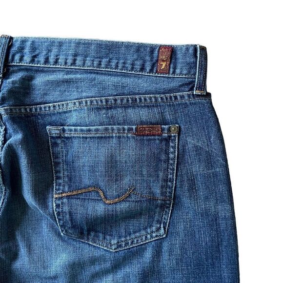 7 For All Mankind Button Fly Straight Leg Denim Jeans Men’s Hemmed Size 40x29 - Picture 3 of 10